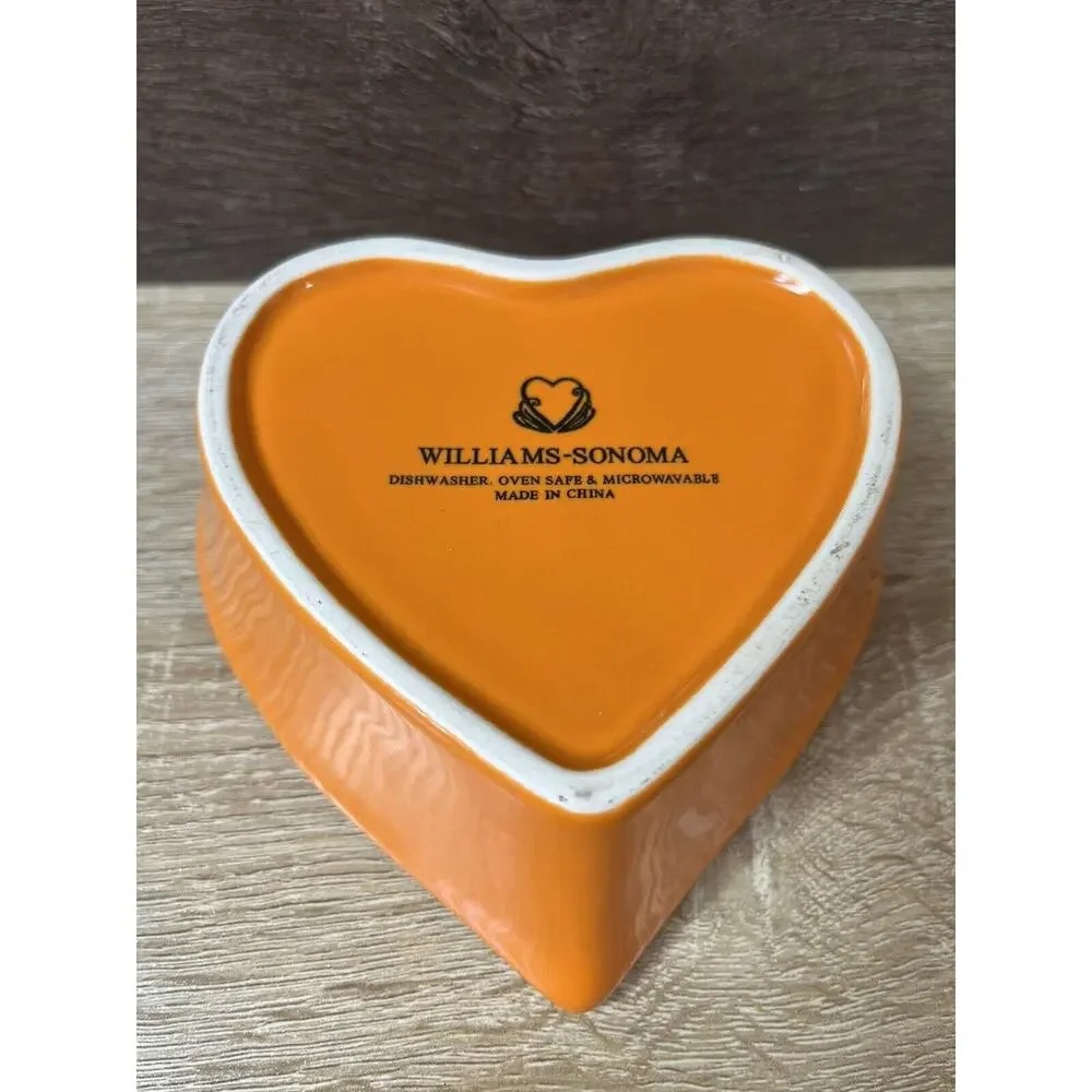 Williams-Sonoma Heart-Shaped Ceramic Baking Dish Orange - Lot of 2